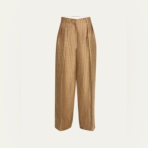 The Row Sherry Printed Wide Leg Linen Pants